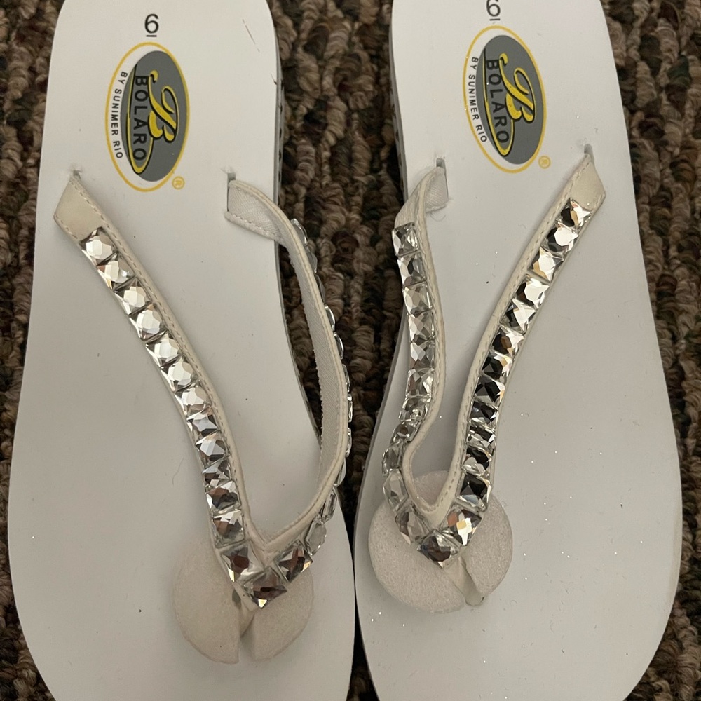 Bolero Women's White Sandals with Silver Embellishments